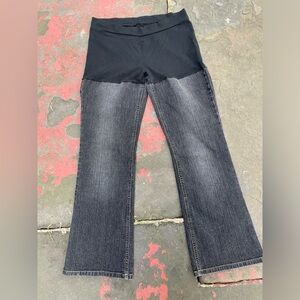 Custom-made boot cut jeans with stretch top waist.